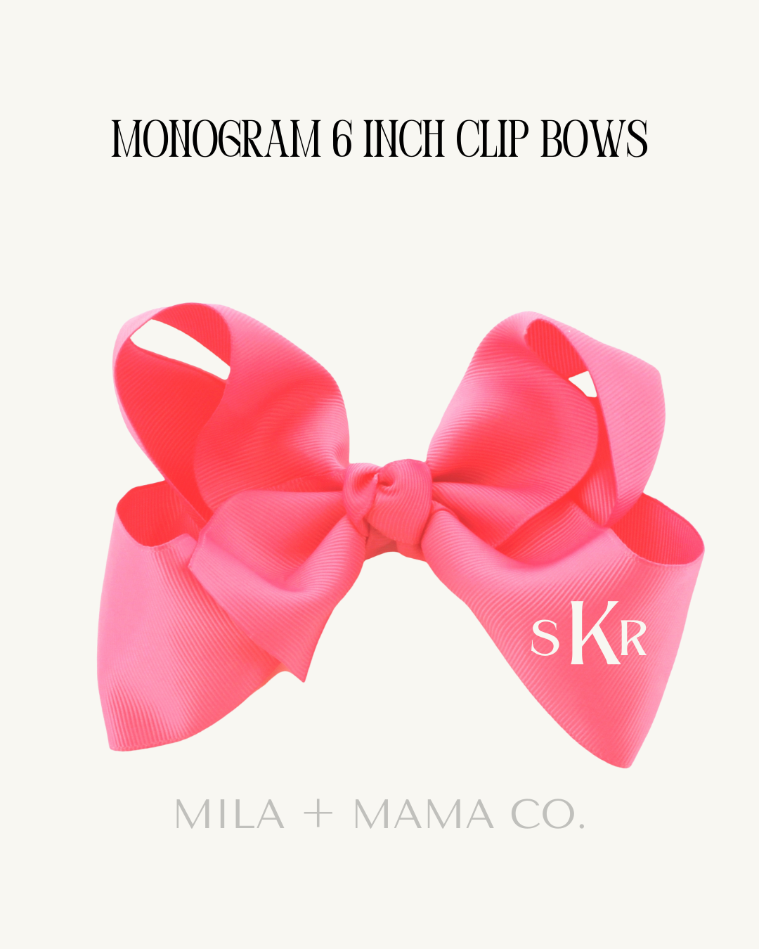 6 inch monogram bow