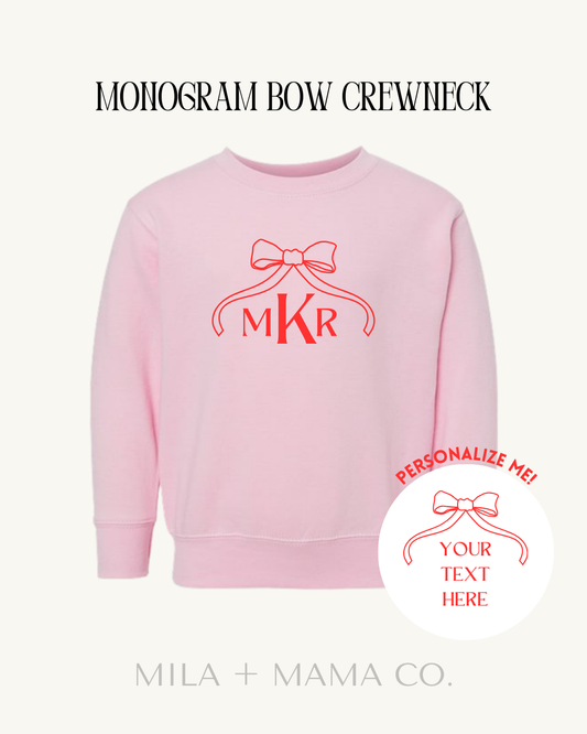 Kids' Monogram Bow Crewneck