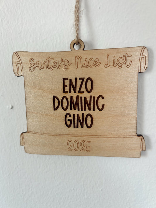Nice List Ornament (Wood)