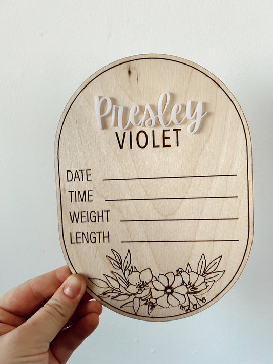Floral Name Announcement Sign