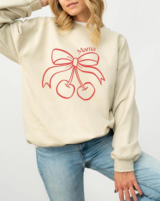 Mama Cherry Personalized Sweatshirt – Unisex Crewneck with Custom Names, Grandma Gift, Mom Gift, Family Name Sweatshirt, Cozy Custom Apparel